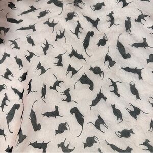 Silky Pale Pink Cat Scarf with Black Cats